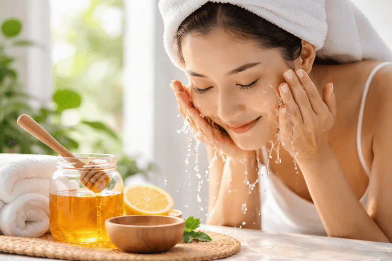 Cách rửa mặt bằng nước ấm pha mật ong giúp da trắng mịn, mờ thâm