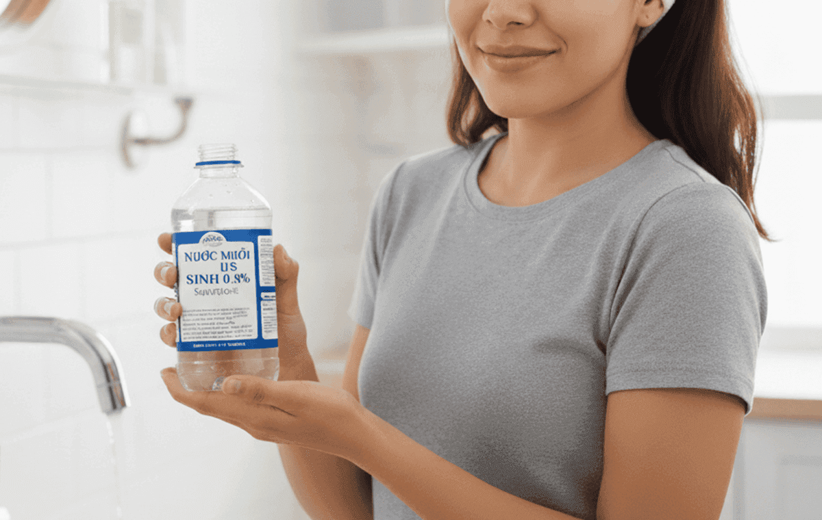 5 bước rửa mặt bằng nước muối sinh lý đúng cách